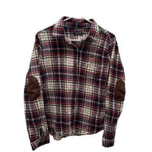 Cavalini Women's Plaid Red Black White Patch Elbow RollTab casual